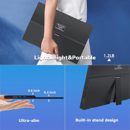TouchScreen Portable Monitor, Kenowa 14 Inch Portable Monitor, IPS Screen, PC 16:10 FHD, 1920 x 1200p, External Display with USB-C, HDMI for Laptop/Computer/Mac/Raspberry Pi/Xbox/PS3/PS4/Switch - QUORE