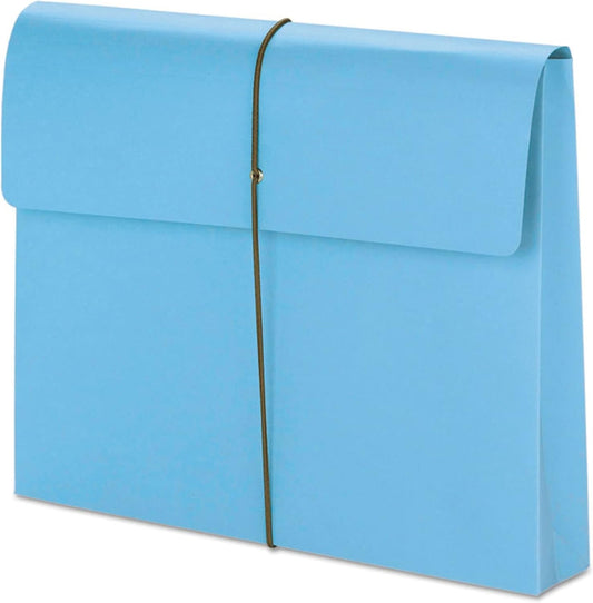 Smead Gekleurde uitbreidende File Wallet met flap en koordsluiting, 2 inch uitbreiding, lettergrootte, blauw, 10 per doos (77203)