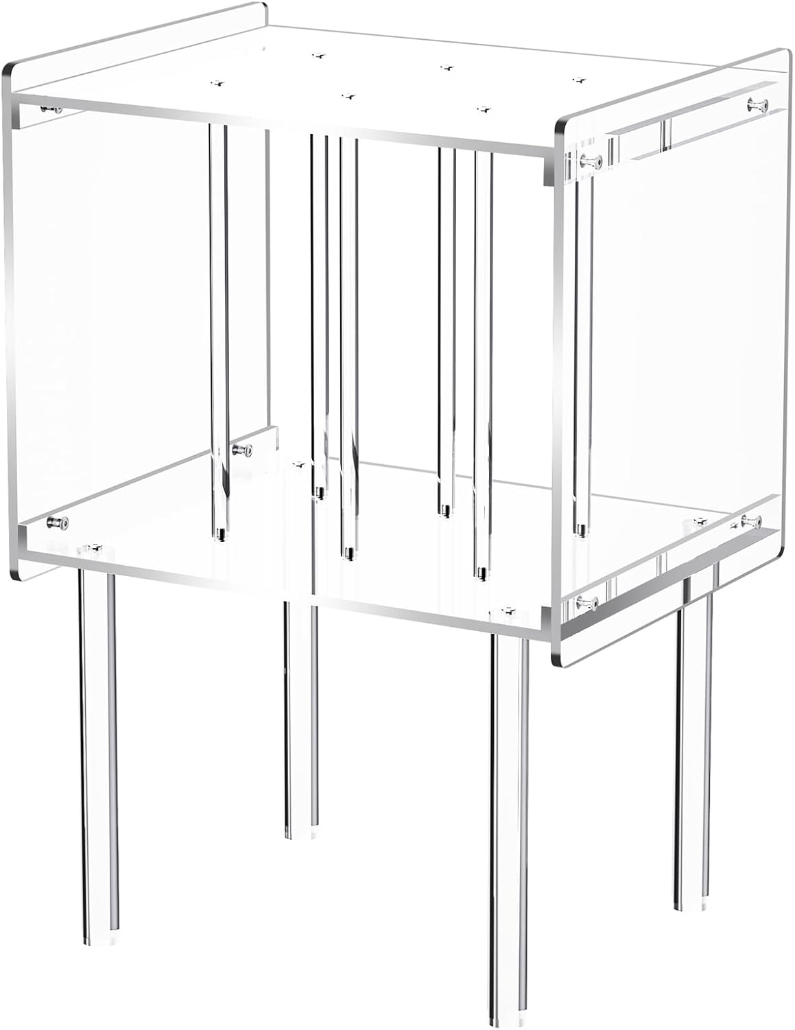 Platenspeler rek acryl – Platenspeler tafel – Platenspelerstandaard – Vinylplaten opbergtafel – Acryl bijzettafel – 43 x 37 x 66 cm – Transparant ontwerp
