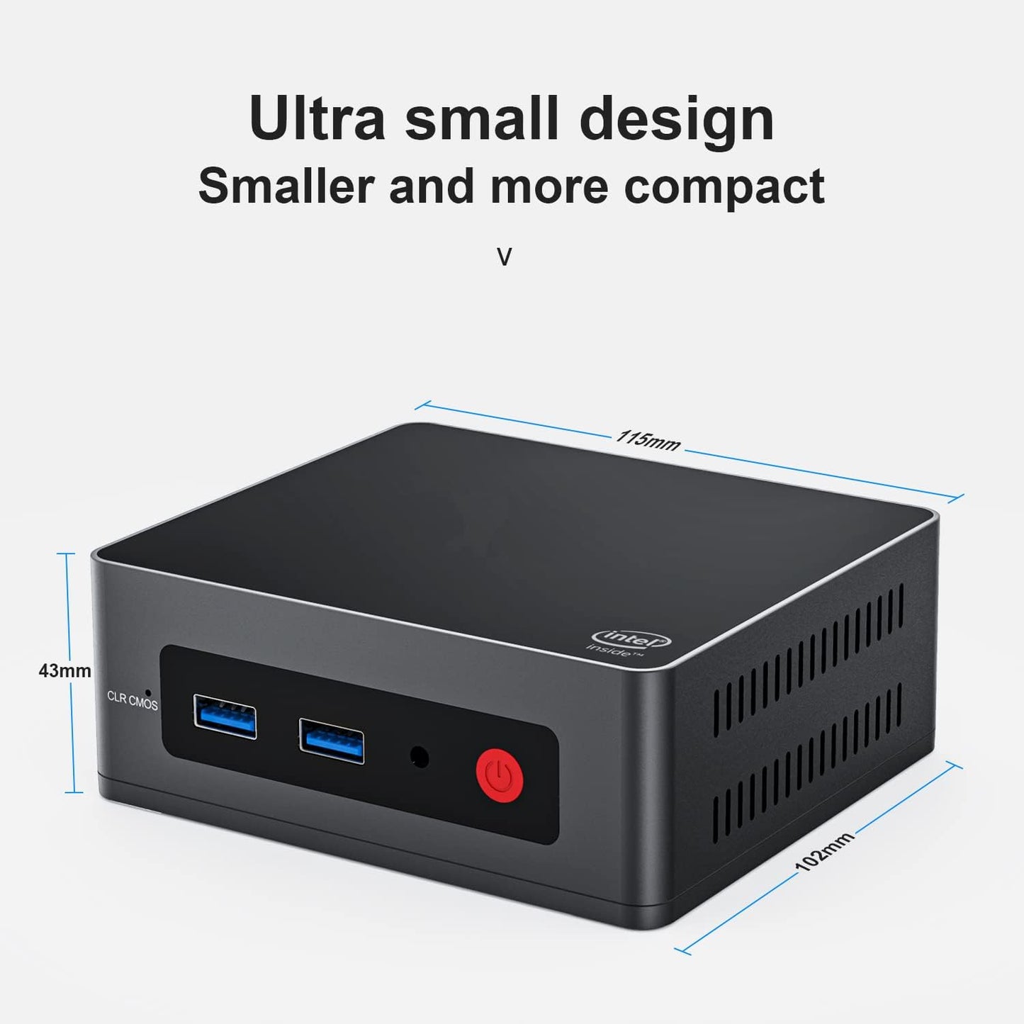 KUYiA Mini PC, desktop computer, Windows10, business gaming home office, 8GB RAM128G SSDCeleronJ4125 up to 2.7GHz processor, supports 4K HDMI Dual WiFi 2.4G + 5.8G Ethernet 1000M USB 3.0X4 BT4.0 - QUORE