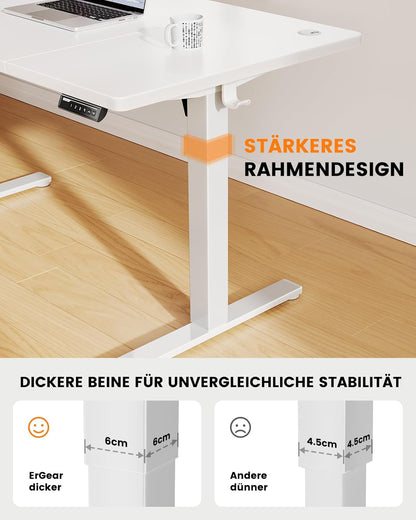 ErGear Elektrisch Zit-Sta Bureau - 120 x 80 cm - 100 kg Draagvermogen Hoogte Verstelbaar Bureau met Geavanceerde Borstelloze Motor, Stille Werking, Robuust Metalen Frame
