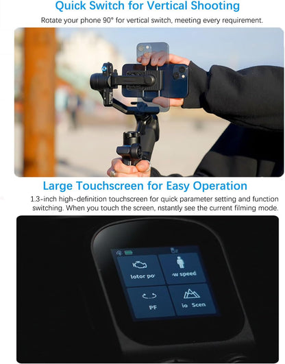 FeiyuTech Scorp Mini 3 Gimbal stabilisator voor iPhone, geïntegreerde AI-tracker, met ventilator en geïntegreerd handvatontwerp, touchscreen, laadvermogen van 2 kg