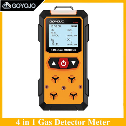 Gaslekdetector 4-in-1 (H2S, EX, O2, CO) - Betrouwbare Thuis- en Werkplekveiligheidsmonitor met Nauwkeurige Detectie - Oplaadbaar, Robuuste Constructie, Directe Waarschuwingen