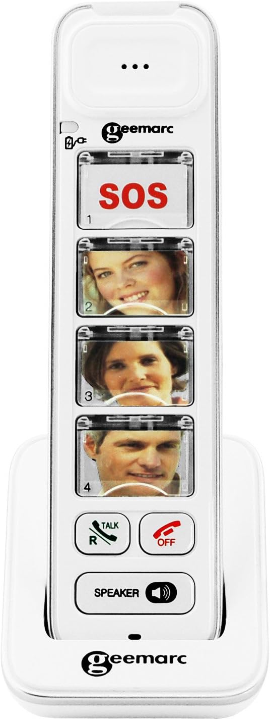 Geemarc Pack Mobility - Duo van Draadloze Telefoons met Versterker, Antwoordapparaat en Grote Persoonlijke Fototoetsen voor Ouderen - Laag of Matig Gehoorverlies