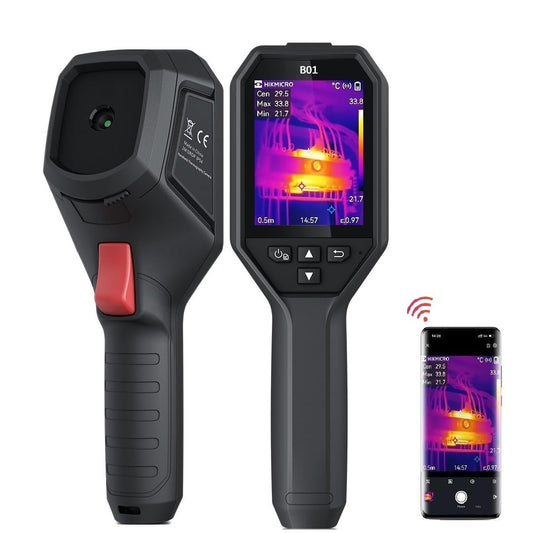 HIKMICRO warmtebeeldcamera B01, 256 x 192 IR-resolutie, WiFi, 25Hz Refresh Rate, warmtebeeldcamera, 3,2" LCD-scherm, 49.152 pixels handheld infrarood warmtebeeldcamera