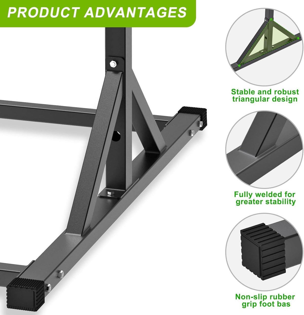 SELEWARE Verstelbaar optrekstation, multifunctionele optrekstang, volledig gelast, 500 lb-capaciteit, Power Tower Dip Station voor Home Gym