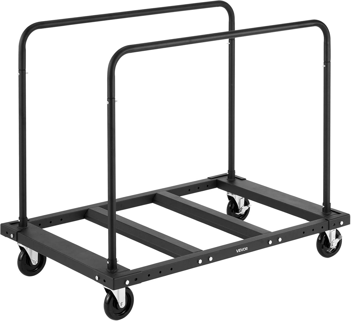 Platenwagen – Gipsplaatwagen – Droogbouwwagen – Paneelwagen – Transportwagen – Zwart – Draagvermogen 816 Kg – Stalen Frame Met 4 Zwenkwielen En 2 Remmen