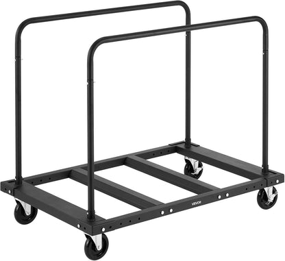 Platenwagen – Gipsplaatwagen – Droogbouwwagen – Paneelwagen – Transportwagen – Zwart – Draagvermogen 816 Kg – Stalen Frame Met 4 Zwenkwielen En 2 Remmen