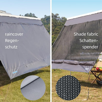Awning Sun & Regen Blocker Front Wall & Side Walls voor Camper Van, Motorhome en Caravan Minivan-Bus Awning Wall Made Tweelaags Ontwerp (440 x 200cm)