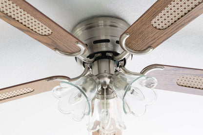 Pepeo 105620191 Kisa Deluxe plafondventilator 105 cm geborsteld nikkelvleugel eiken/walnoot inclusief verlichting en trekschakelaar