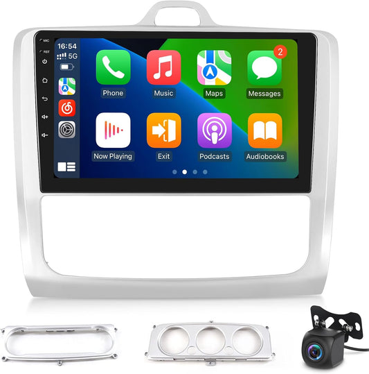 Android Car Radio for Ford Focus Exi MT 2 3 Mk2 Mk3 2004-2011 with Wireless Carplay & Android Car - 9 Inch Touch Screen Car Radio with WiFi GPS Mirror Link DSP FM/RDS SWC+ AHD Backup Camera