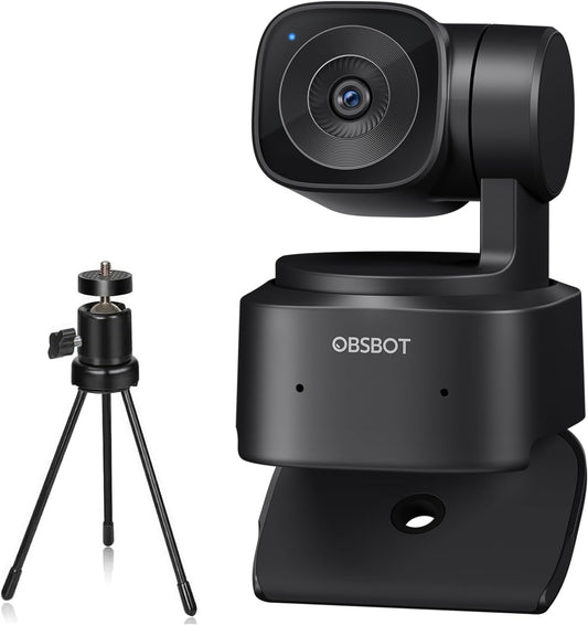 OBSBOT Tiny SE Webcam voor pc, Full HD, 1080p, 100FPS USB-webcam met AI-tracking, microfoon, statief, verspringende HDR, dual ISO, plug & play streaming-camera voor laptop/desktop, videogesprekken
