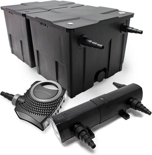 Bio-vijverfilter set 60.000 l SuperEco vijverpomp 80 W UVC-unit 24 W