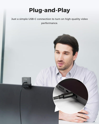OBSBOT Maak kennis met 2 Ultra HD 4K-streamingwebcam, 1080p bij 60 FPS, videoconferentiecamera met AI automatisch bijsnijden, USB-C, dubbele ruisonderdrukkende microfoons, werkt met MS_Teams/Zoom