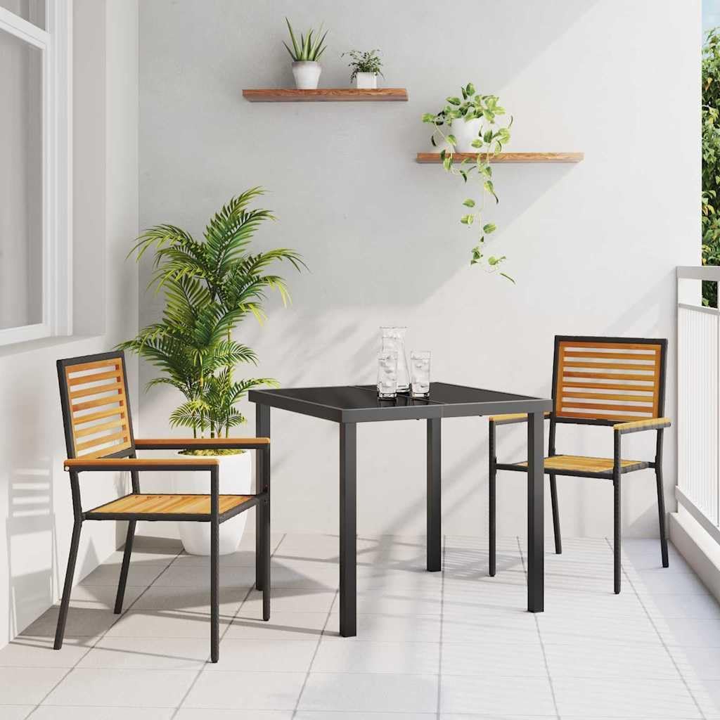 Stapelbare tuinstoelen – tuinstoelen – buitenstoelen – terrasstoelen – balkonstoelen – zwart poly rattan – weerbestendig materiaal – stapelbaar ontwerp
