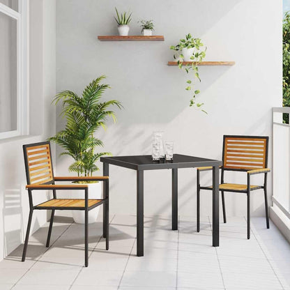 Stapelbare tuinstoelen – tuinstoelen – buitenstoelen – terrasstoelen – balkonstoelen – zwart poly rattan – weerbestendig materiaal – stapelbaar ontwerp