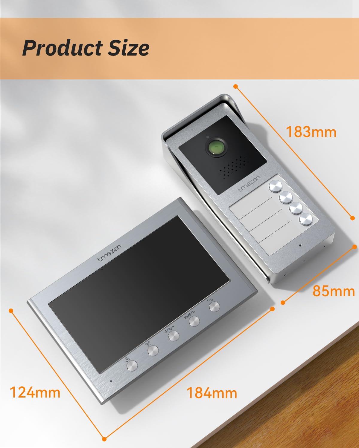 TMEZON Intercom met 2 draden, met 4 TFT-monitoren, 7 inch (17,8 cm) en buitenbel met camera, nachtzicht, twee-weg audio, T30 voor 4 gezinnen/woningen