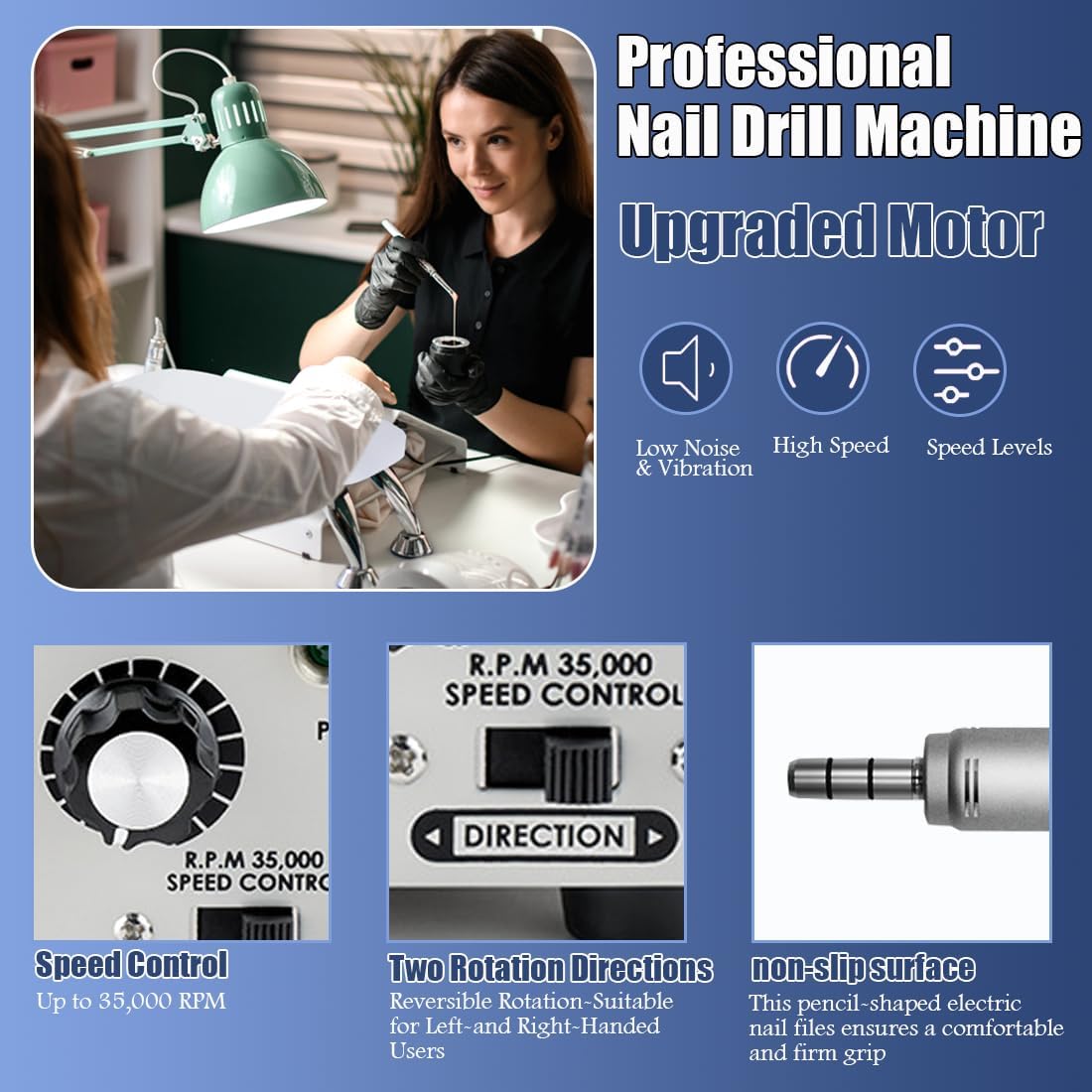 Elektrische Nail Boor Machine Nagelvijlen Professionele 35000 PRM Verstelbare Snelheden Manicure Set Acryl Nail Gel Polish Remover Elektrische Nail Boor Pedicure Kit