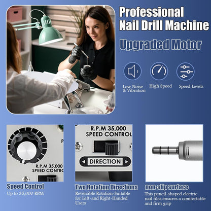 Elektrische Nail Boor Machine Nagelvijlen Professionele 35000 PRM Verstelbare Snelheden Manicure Set Acryl Nail Gel Polish Remover Elektrische Nail Boor Pedicure Kit