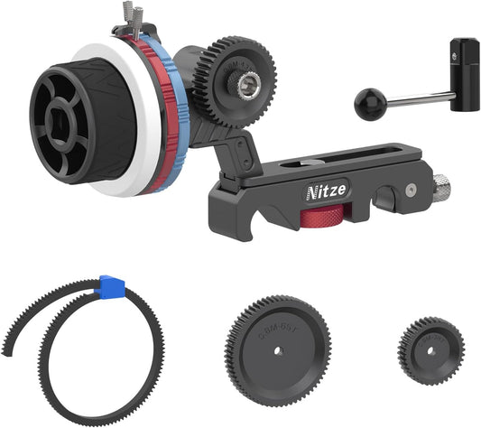 Volgfocus – Follow Focus – Scherpstelunit – Scherpstelwiel – Handmatige Focus – Voor 15 mm Dubbele Staven – 3 Verwisselbare Aandrijftandwielen – A/B-Hardstops & 360° Instelbaar