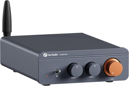 Fosi Audio BT20A Pro Versterker Stereo HiFi, Bluetooth 5.0, 300Wx2 Chip TPA3255, 2.0 Kanaals Mini Versterker, Vervangbare Op-Amps, Geïntegreerde Klasse D Stereo Versterker, BT20A Opgewaardeerde Versie