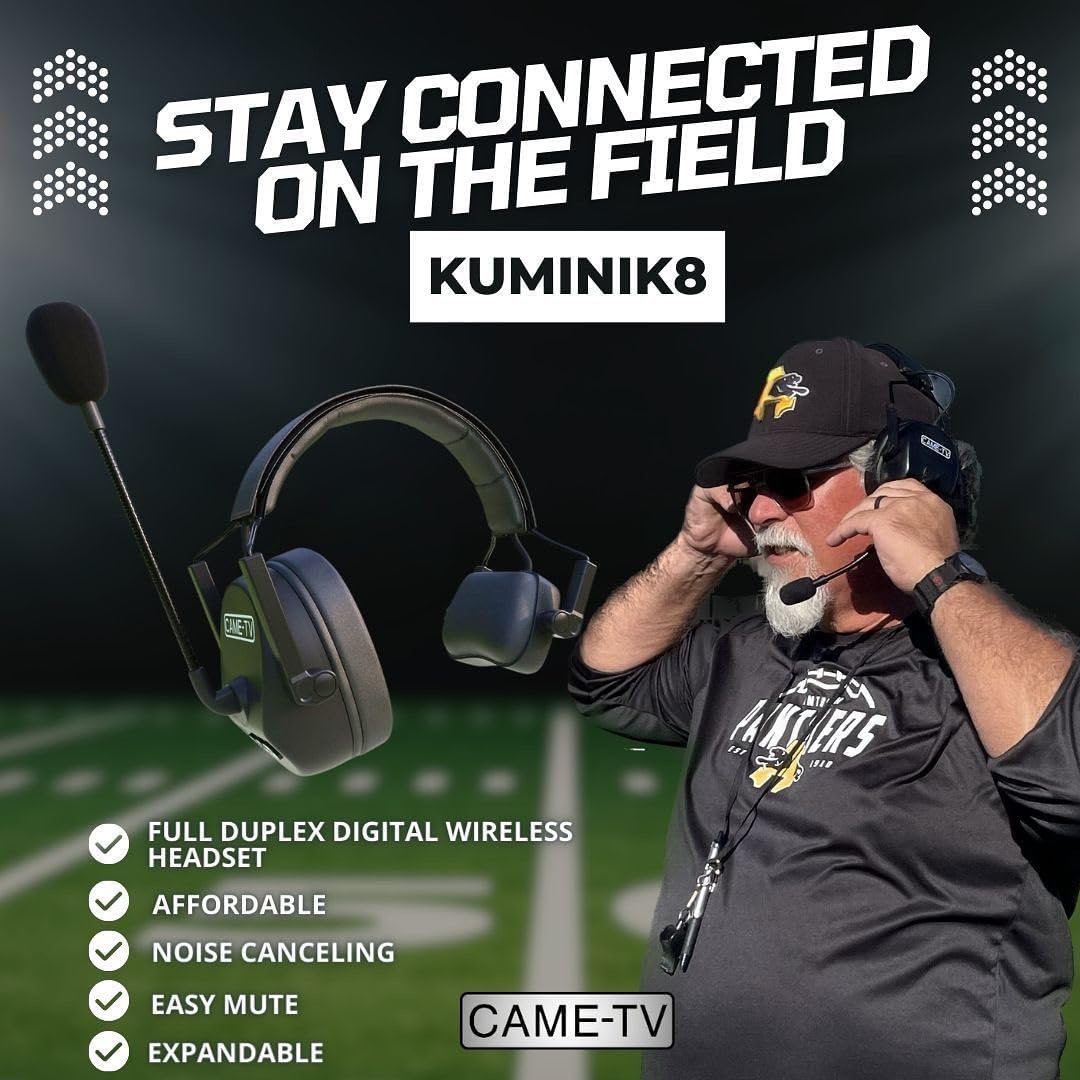 Came-TV Kuminik8 Draadloze intercomheadsetsysteem met ruisonderdrukking, 450 m teamcommunicatie, groepsgesprek, nul vertraging dempingsfunctie, enkel-oorheadset, filmproductie, sportevenement, 2
