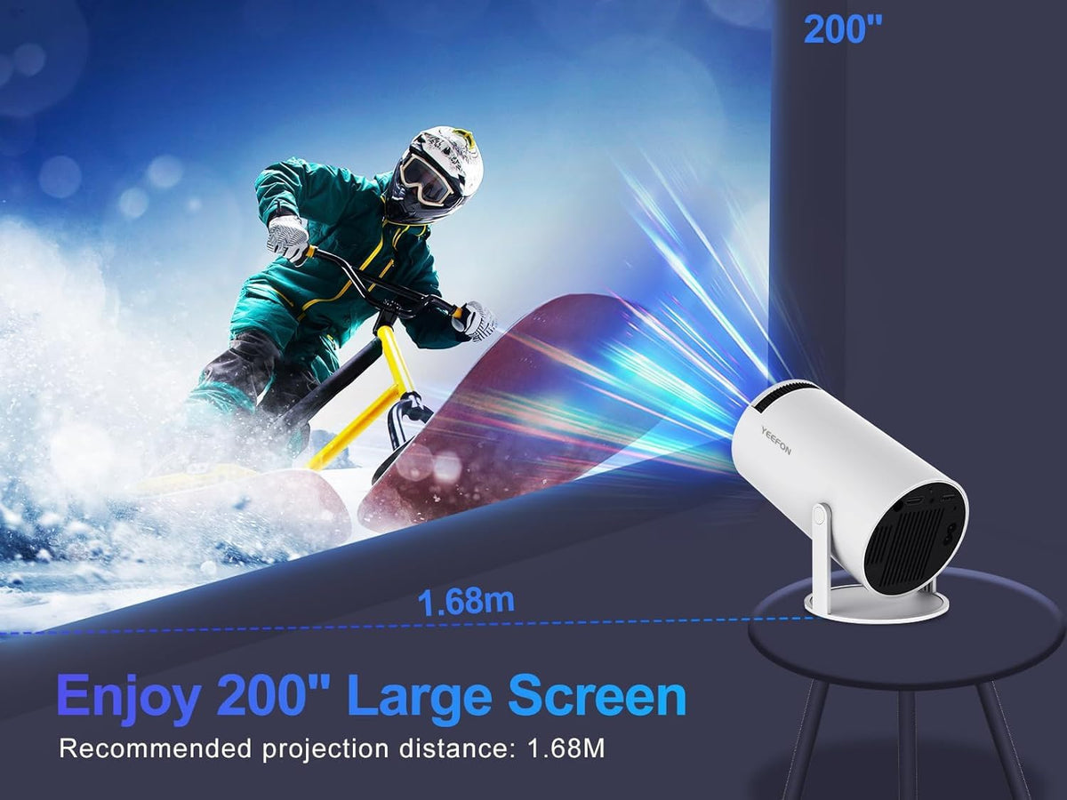 Mini-beamer, 4K Full HD 1080p 180° draaibare draagbare projector, kleine videoprojector, ondersteunt 2.4/5G Dual WiFi en Bluetooth 5.0, met Android en iOS 11.0 home theater smart beamer