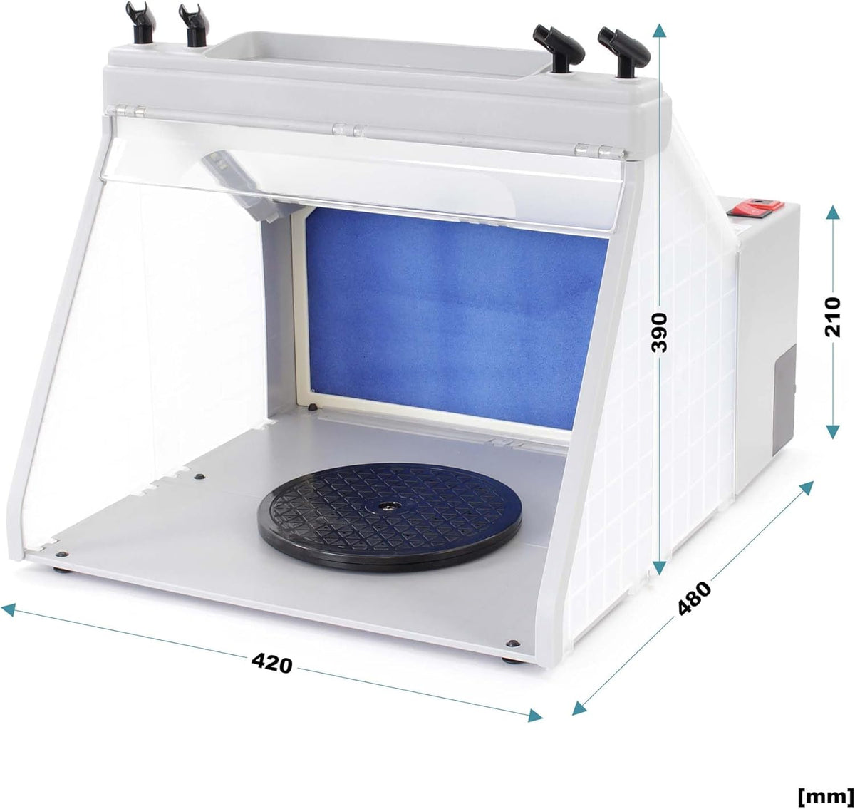 Wiltec Airbrush-afzuigsysteem met Paint Station, spuitcabine, verfbak en airbrushpistolen, afzuigcapaciteit 4 m³/min