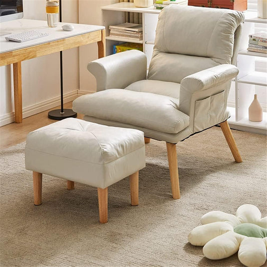 Relaxfauteuil – Relaxstoel – Ligstoel – Fauteuilstoel – Ergonomische Verstelbare Lounge Chair – 6 Verstelbare Standen – Inclusief Voetenbank – Max 150 kg Belastbaar