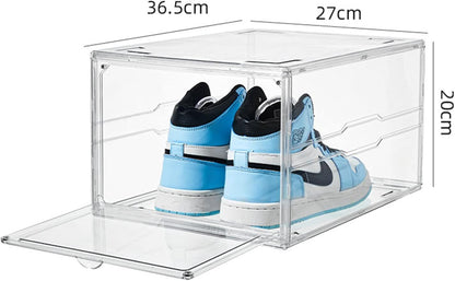MECC Duidelijke schoenbox, stapelbare acrylschoenenkast, met magneetdeur, 36 x 27 x 20 cm (Clear Front Deur, 6 stuks)