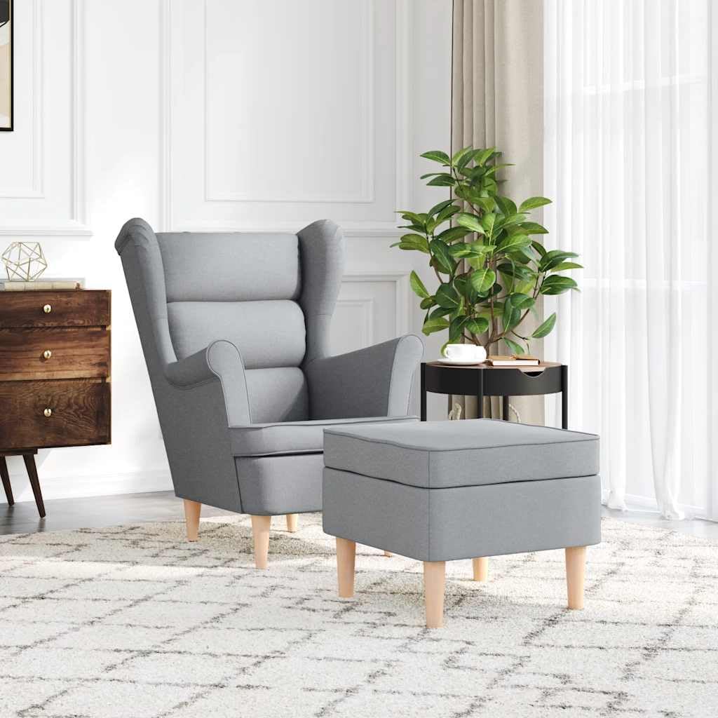 Relaxstoel – Fauteuil – Loungestoel – Draaifauteuil – TV Stoel – Lichtgrijs – Duurzaam Polyesterweefsel – Geïntegreerde Voetensteun en Zeer Sterk Schuim