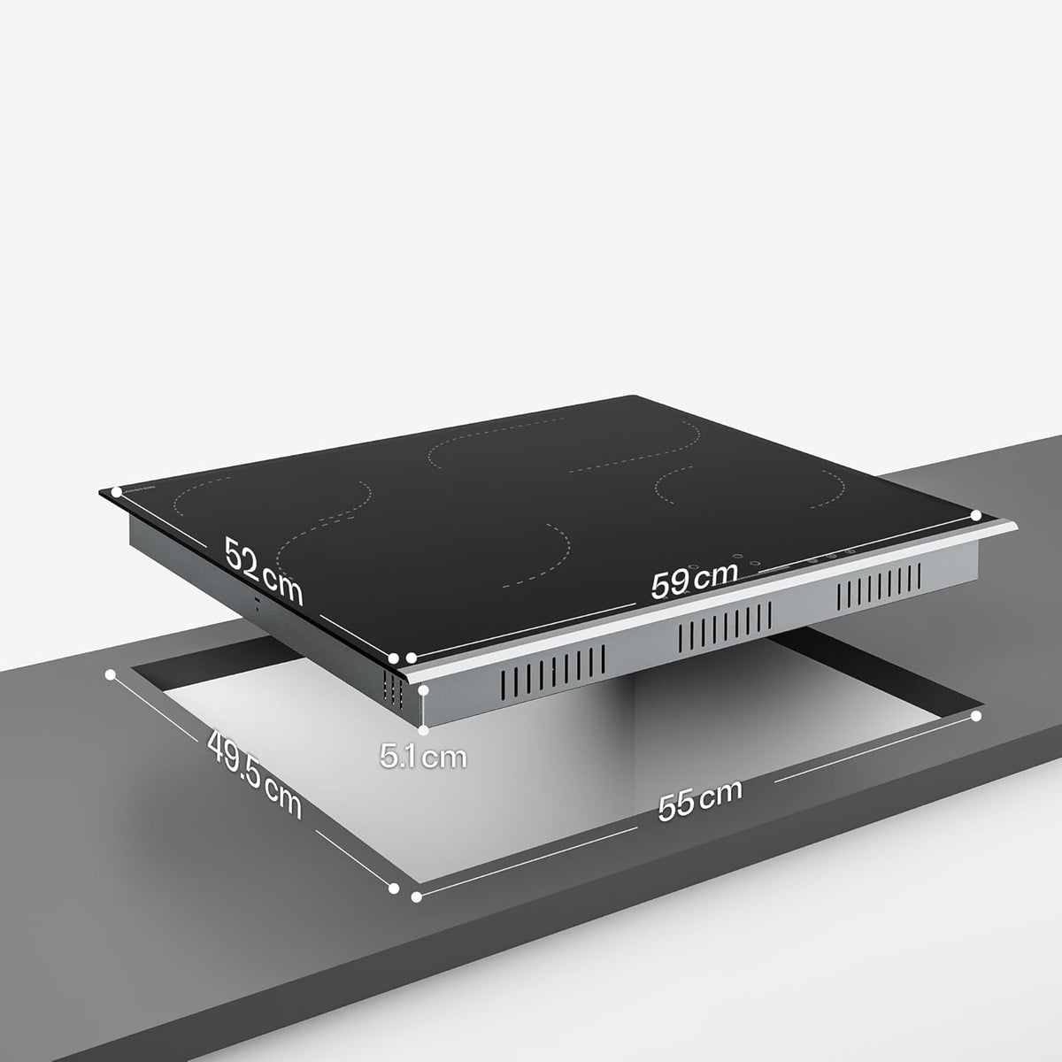 Klarstein Verosteel Glaskeramische kookplaat - 60 cm, 4 zones, touch-slider, 6600 W, ovale en dubbele kookzones, timer, kinderbeveiliging, restwarmte-indicator, inbouw elektrische kookplaat