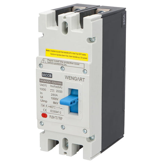Wengart MCCB WGM3DC-320, PV-stroomschakelaar DC1000V 2P 280-320A, biedt betrouwbare bescherming voor fotovoltaïsche systemen op zonne-energie (280A)