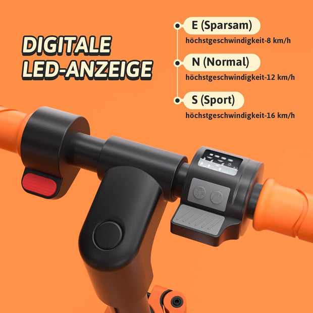Kinderstep - Elektrische Step - Elektrische Step voor Kinderen - van 6-14 jaar - met 5Ah - 6.5 inch Banden - 15km Bereik - LED-display - 150W Motor - met Kleurrijke LED-verlichting - 4-Hoogtes Verstelbaar - Oranje