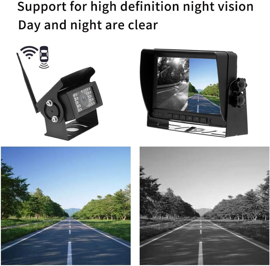 Draadloze achteruitrijcamera, HD, 1080p, 7 inch, autocamera met goed nachtzicht, 2 split-front-view, IP68, waterdicht, achteruitrijcamera's voor camper, aanhanger, bus, camping, vrachtwagen, caravan