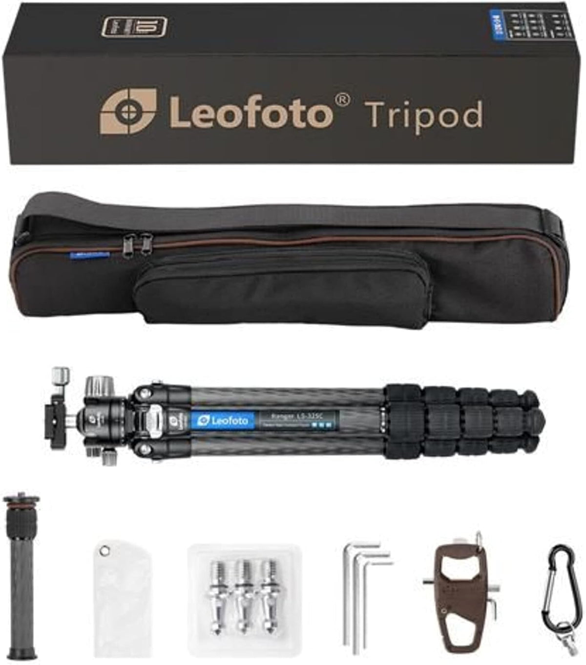 Carbon statief met kogelkop – Fotostatief – Camerastatief – Driepoot – Tripod – 10-Laags Carbon – Verstelbare Poten in 3 Hoeken