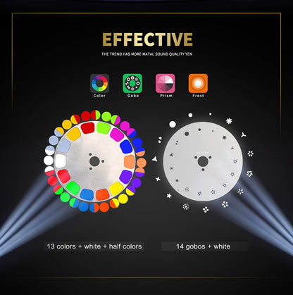 SHEHDS 230W 7R (8500K) Bewegend hoofd podium lichten lamp 14Gobos 14 kleuren wassen/straal/vorst/regenboog podium effect 8-facet prisma 1,2 ° ~ 30 ° straalhoek DMX512 geluid geactiveerde DJ lich