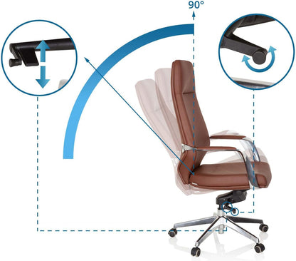 hjh OFFICE 600984 Elegante directiestoel Velvet kunstleer bruin bureaustoel met hoge rugleuning