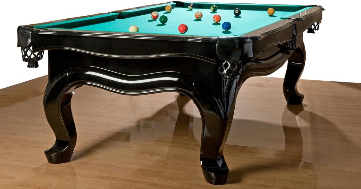 Billiard table pool table model Piano 8 ft. with high-quality K-55 band rubber and free choice of cloth color: Simonis 860 yellow green - QUORE