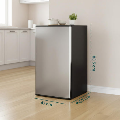 Wintem - Vriezer 80 l met laden, 3 uitneembare vakken en elegante zilveren deur, compacte structuur van 47 x 44,5 x 83,5 cm, eenvoudig te plaatsen en perfect als verticale vriezer - QUORE