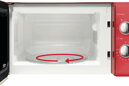 Retro Magnetron – Compacte Magnetron – Vintage Magnetron – Keuken Magnetron – Elektrische Magnetron – 20 Liter Inhoud – 700 Watt Vermogen – 6 Stands – Timer Met Eindsignaal – Rood Met Verchroomde Knoppen