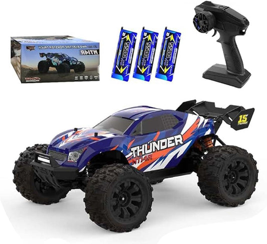 RC monstertruck – RC auto – Afstandsbediening auto – Offroad wagen – 1:14 schaal – 100 km/u snelheid – Waterdicht en metalen chassis – 4WD vierwielaandrijving – Blauwe uitvoering - QUORE