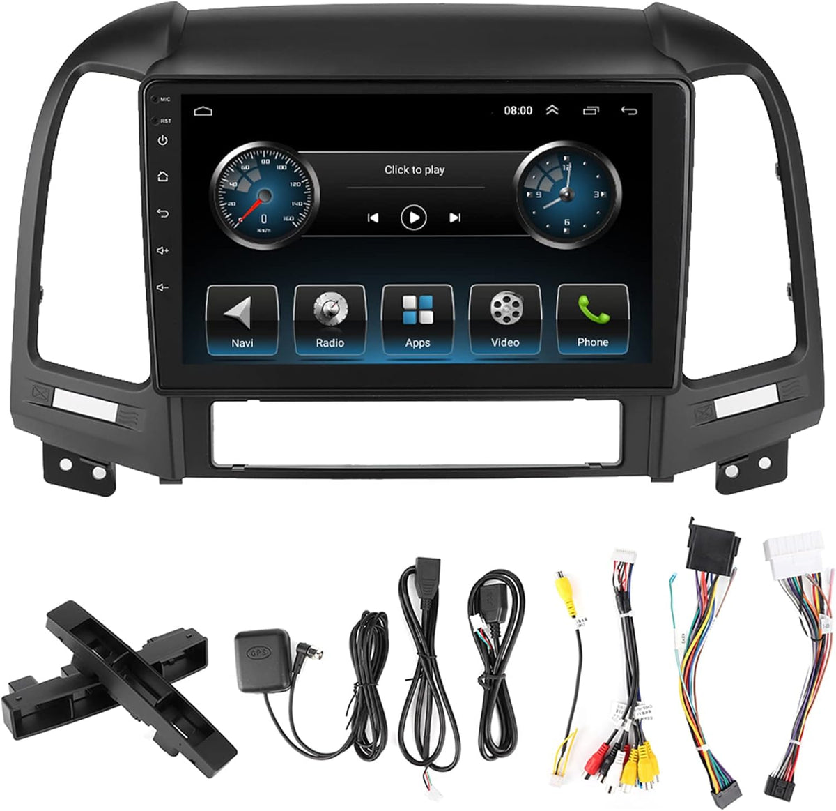 9 "2Din GPS, Multimedia voor Android 9.1 2010 Santa Navigatie Mp5 Speler Fe Fit Santa Fe 06-12