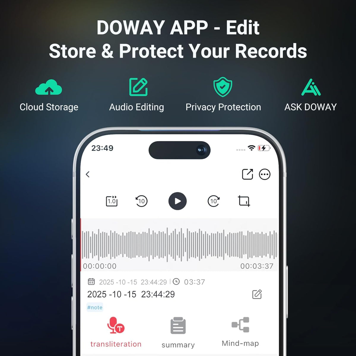 Digitale Dicteeropname – Dictafoon – Stemrecorder – Opnameapparaat – Spraakrecorder – Automatische Transcriptie In 81 Talen – 64GB Opslag & Onbeperkte Cloud