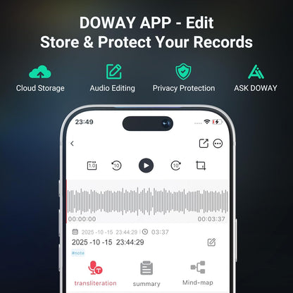 Digitale Dicteeropname – Dictafoon – Stemrecorder – Opnameapparaat – Spraakrecorder – Automatische Transcriptie In 81 Talen – 64GB Opslag & Onbeperkte Cloud