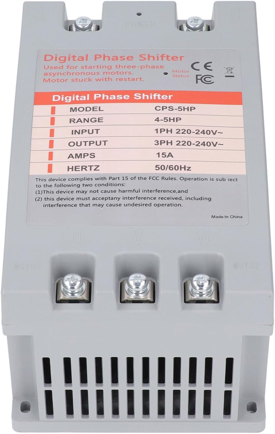 5 PK Digitale Faseconverter, Eenfase naar Driefase Omvormer voor Motorapparatuur, 9,8 x 5,9 x 5,3 inch, Energie-efficiënt, Compact Ontwerp