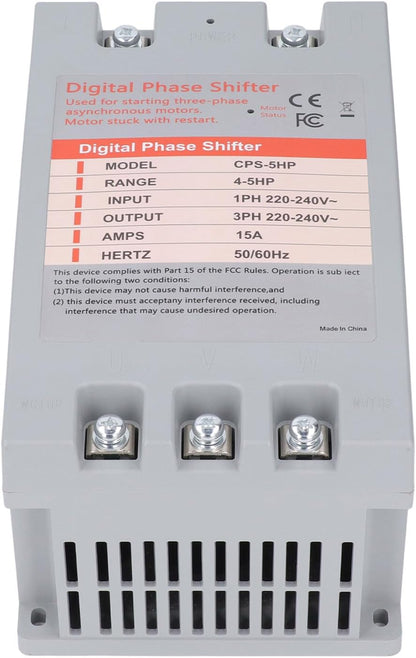 5 PK Digitale Faseconverter, Eenfase naar Driefase Omvormer voor Motorapparatuur, 9,8 x 5,9 x 5,3 inch, Energie-efficiënt, Compact Ontwerp