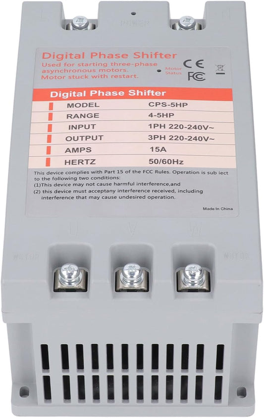 5 PK Digitale Faseconverter, Eenfase naar Driefase Omvormer voor Motorapparatuur, 9,8 x 5,9 x 5,3 inch, Energie-efficiënt, Compact Ontwerp