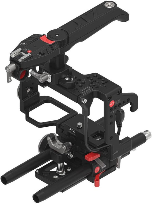 Cameracage – Camerakooi – Camera Rig – DSLR Rig – Video Rig – Elektronische Bovenhandgreep Met REC Start/Stop, Focus En Zoom – 15 Mm Aluminium Railsysteem
