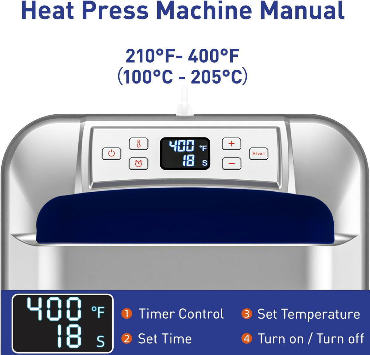 IMREN Warmtepersmachine, 12" x 10" draagbare warmtepers voor T-shirts en hoodies, warmtepers voor sublimatie, vinyl, warmteoverdrachtsproject, warmtepersmachine met warmtepers pad - blauw